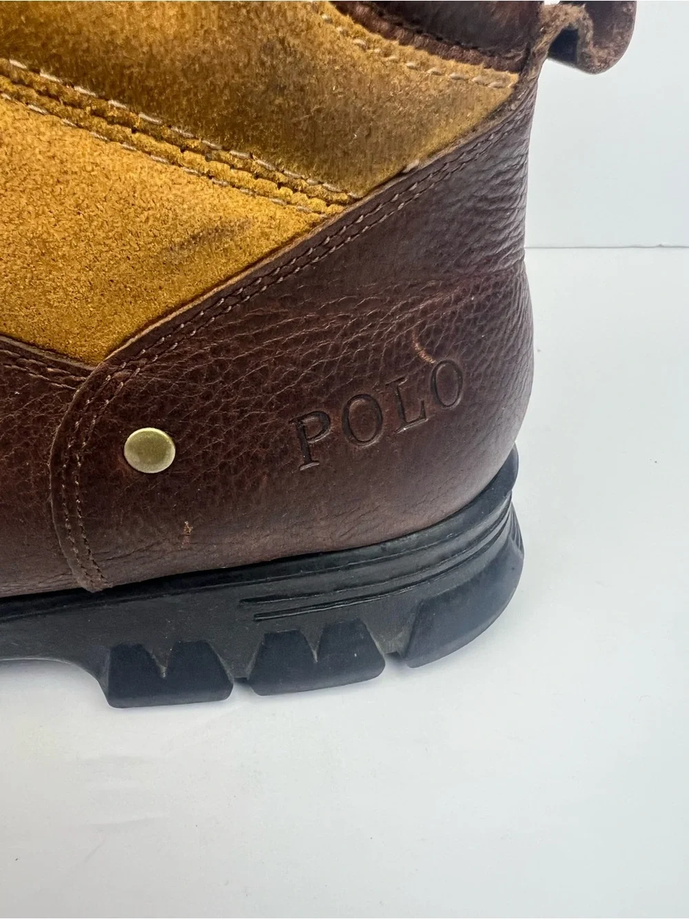 POLO RALPH LAUREN Men's 12 D Brown Tan Oiled Leather DIEGO RUGGED BOOTS